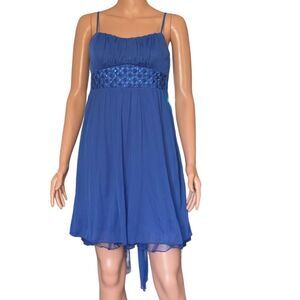 Ruby Rox Royal Blue Mesh-Like Spaghetti Strap Dress LARGE NWT